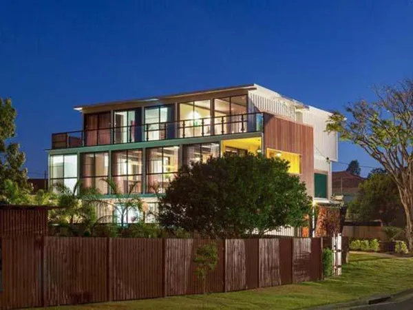 Charming Shipping Container House at Night