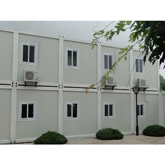 Two-story flat pack container house multi-function with rainshed - FPCH014