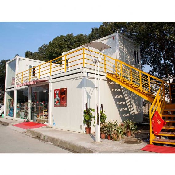 Glaswand Flatpack-Containerhaus als Supermarkt - FPCH020